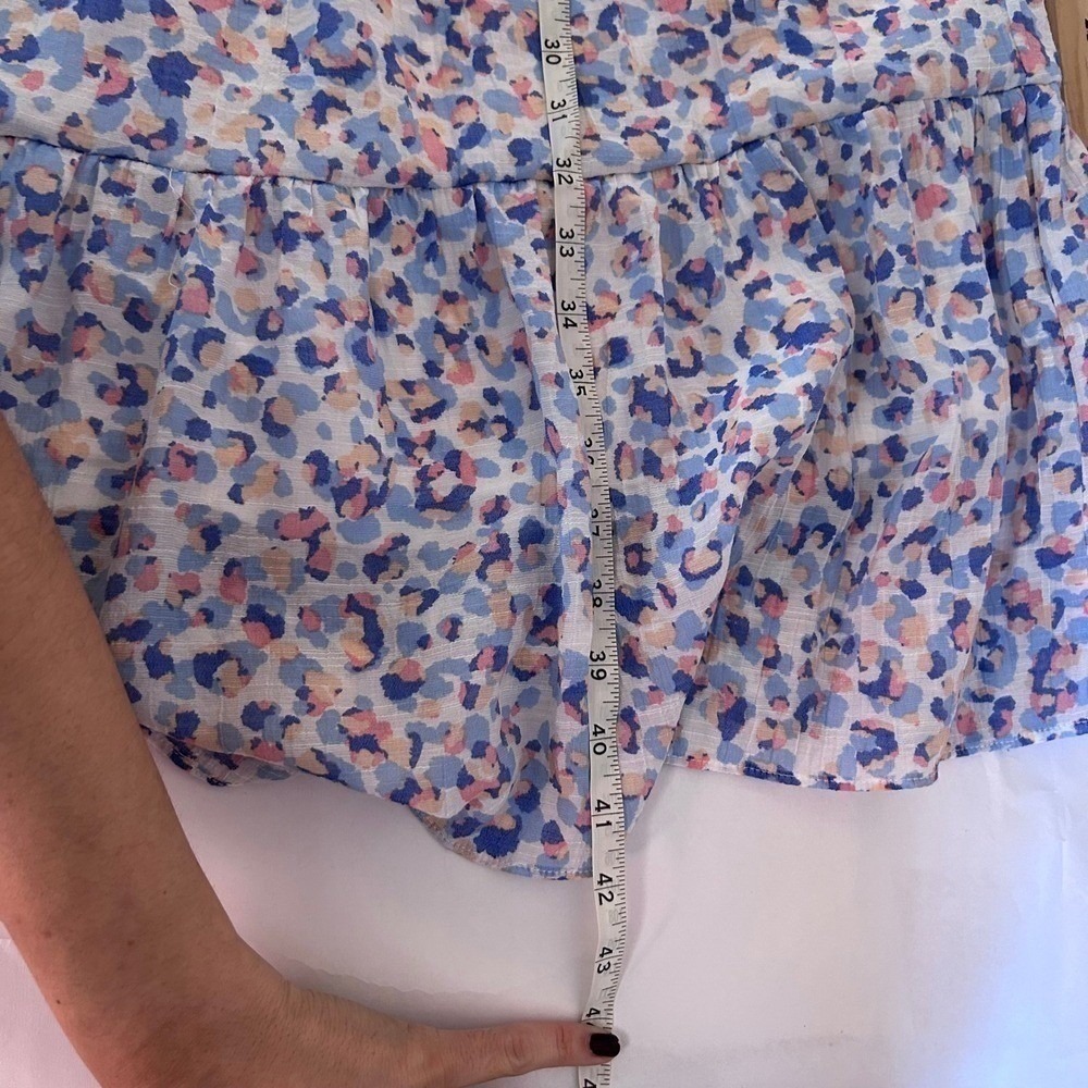 Nanette Lepore Midi Dress Summer 14 Blue Pink Boho Tiered Smocked Ruffle - Picture 7 of 9